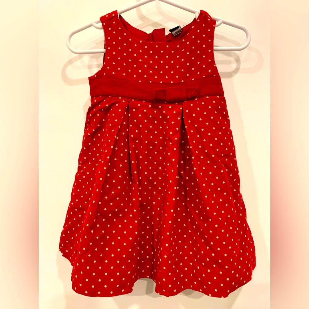 Baby GAP Red polka dot corduroy dress, Sz 12-18mos